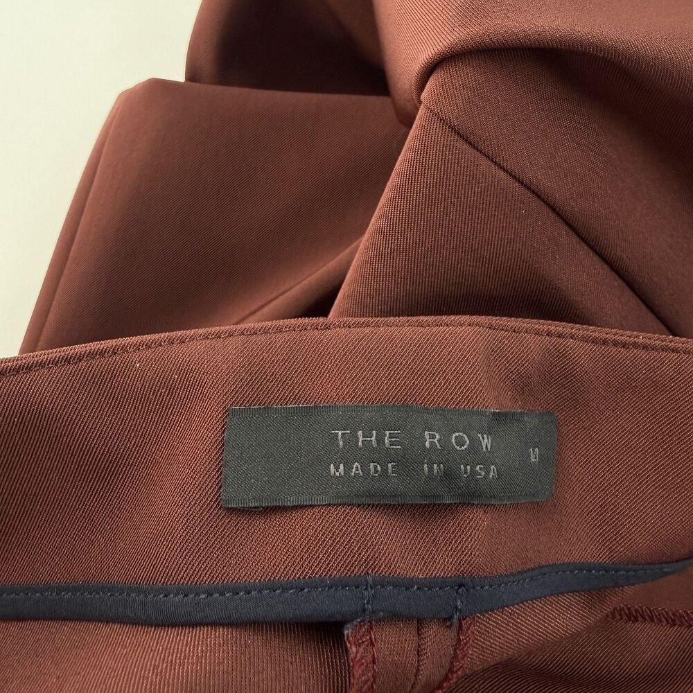 THE ROW Rust Brown Pants 14 Stretch Woven Tapered Leg Front Seam Modern Office - Picture 2 of 15